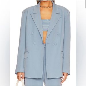 We wore what double breasted blazer women size medium Storm Baby blue NWT